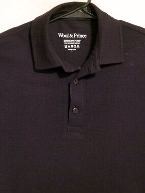 Wool & Prince Shirt Mens Small Short Sleeve Polo Merino Wool Blend Black